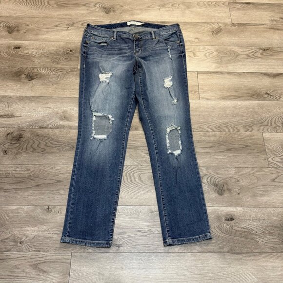 Torrid Ripped Distressed Denim Jeans Womens Size 14 Medium Wash Destroyed - Picture 13 of 14